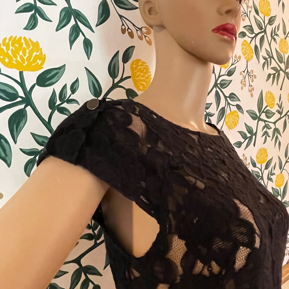 Black lace mini dress sz 2. See through.Cynthia Steffe